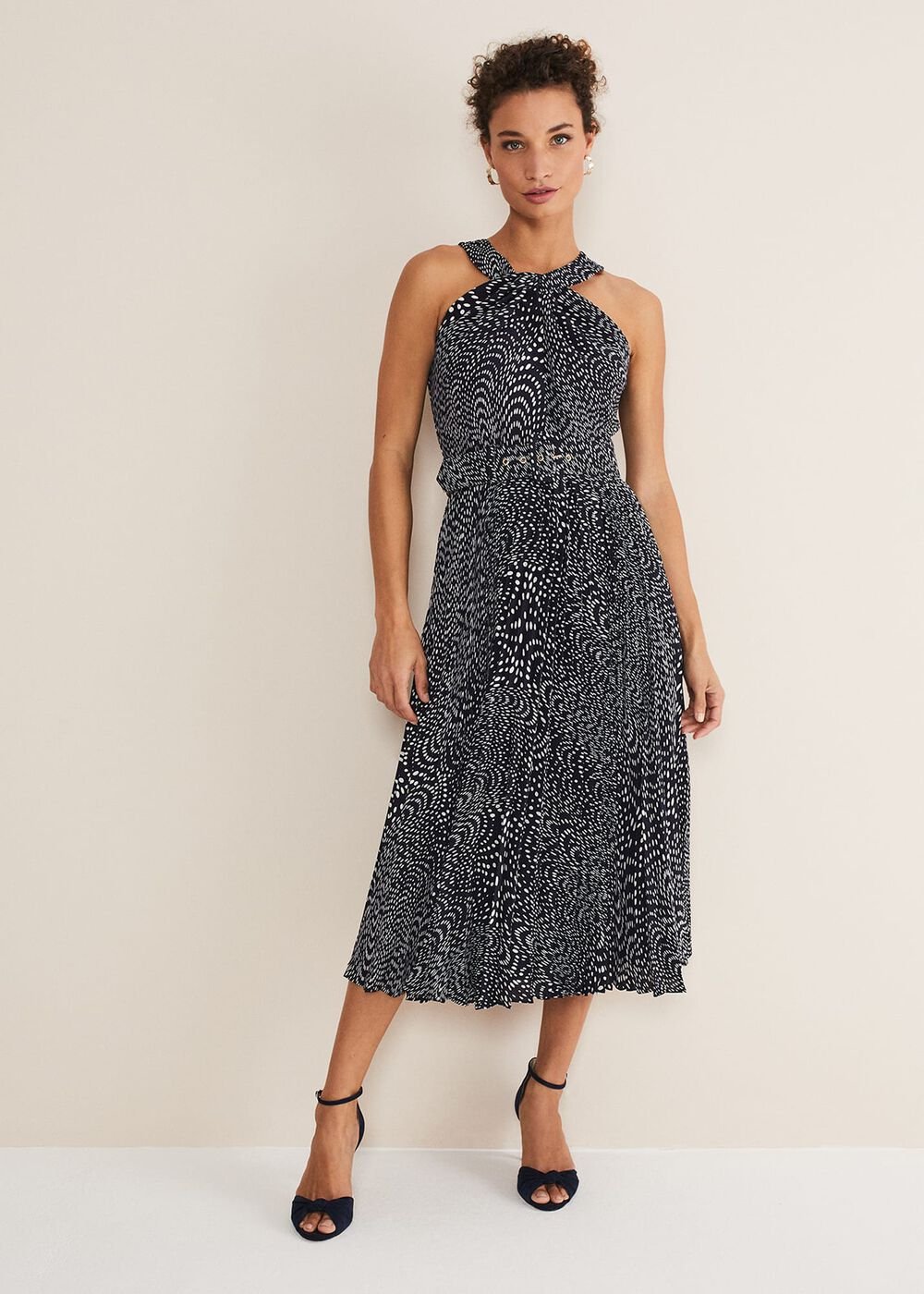 Elsie Spot Dress Navy/Ivory