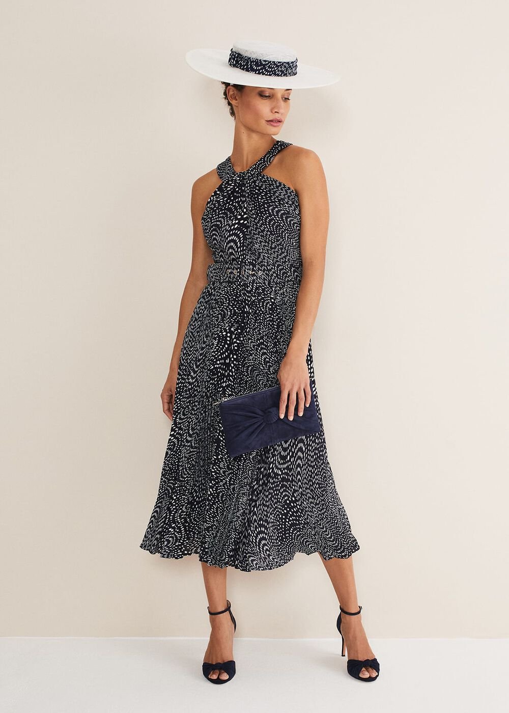 Elsie Spot Dress Navy/Ivory