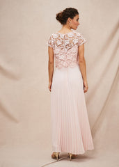 Michelle Lace Pleated Maxi Dress Antique Rose