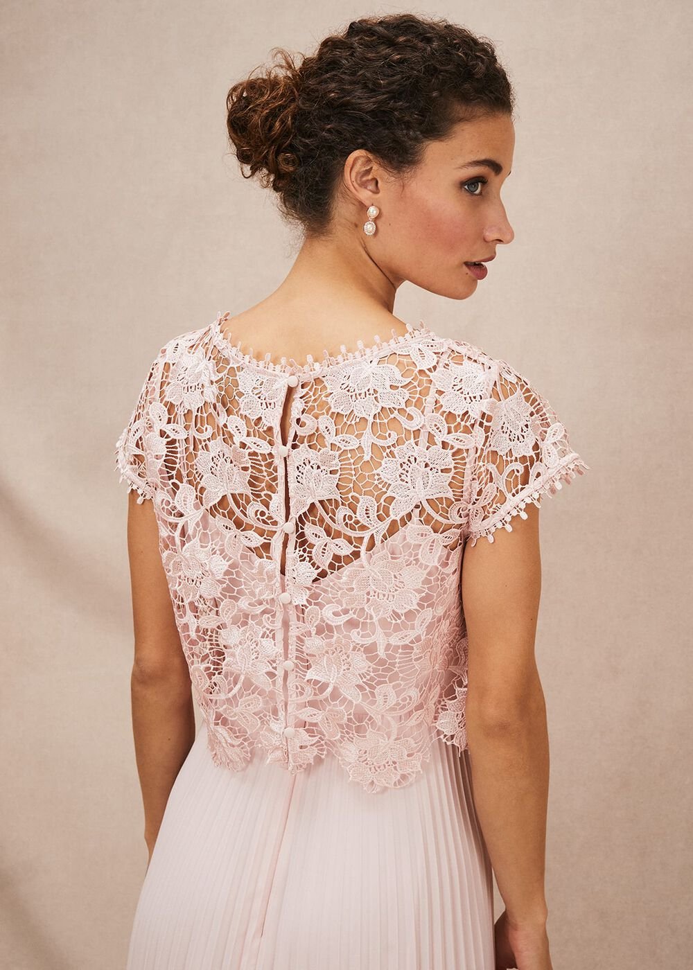 Michelle Lace Pleated Maxi Dress Antique Rose
