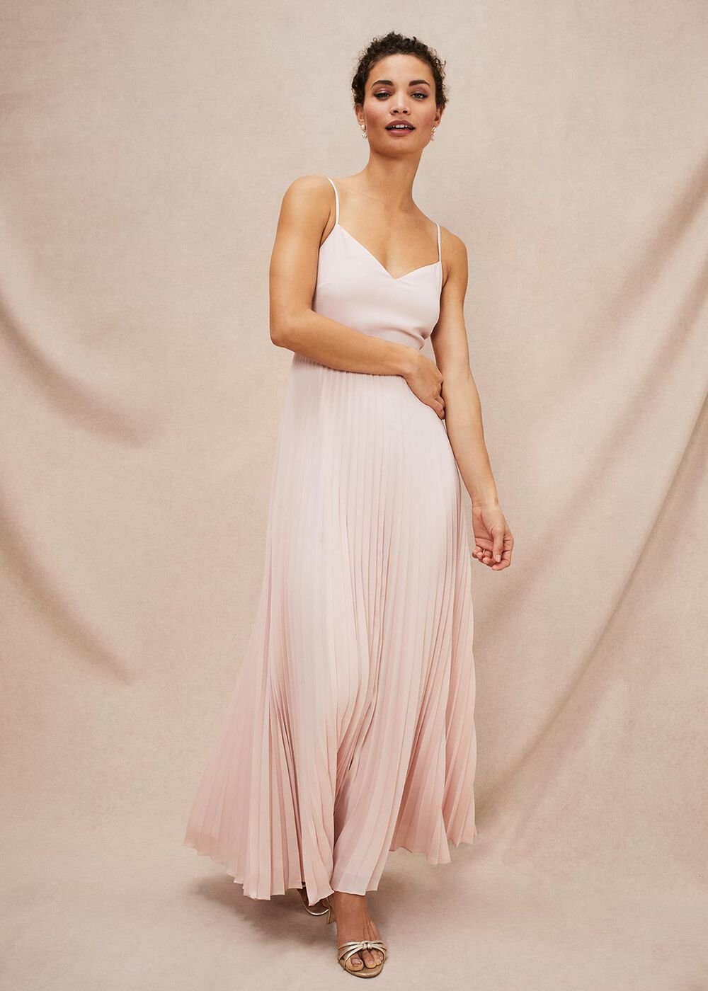 Michelle Lace Pleated Maxi Dress Antique Rose