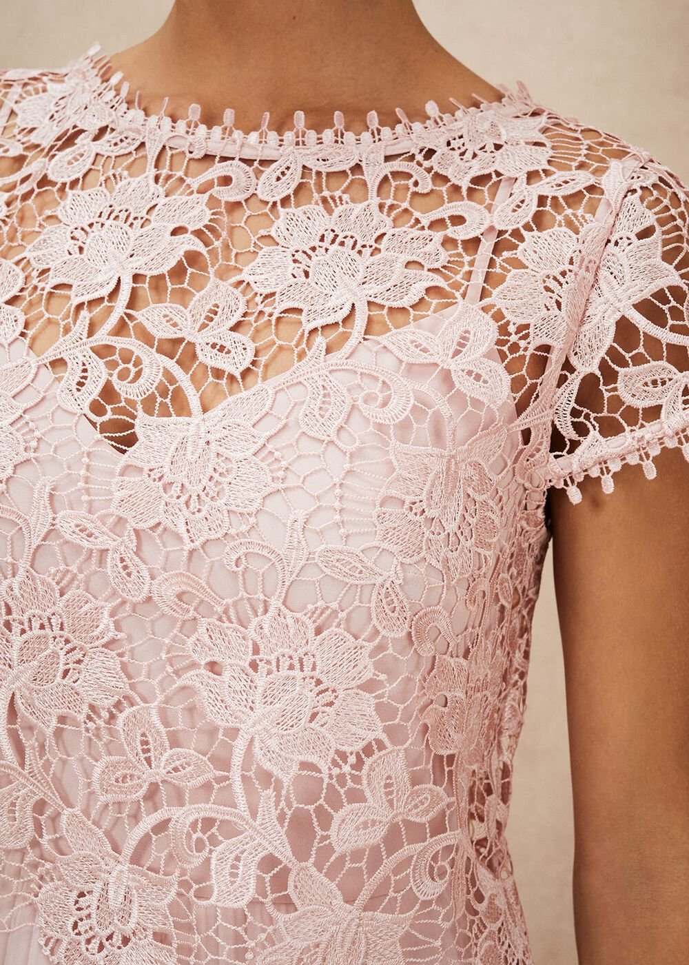 Michelle Lace Pleated Maxi Dress Antique Rose