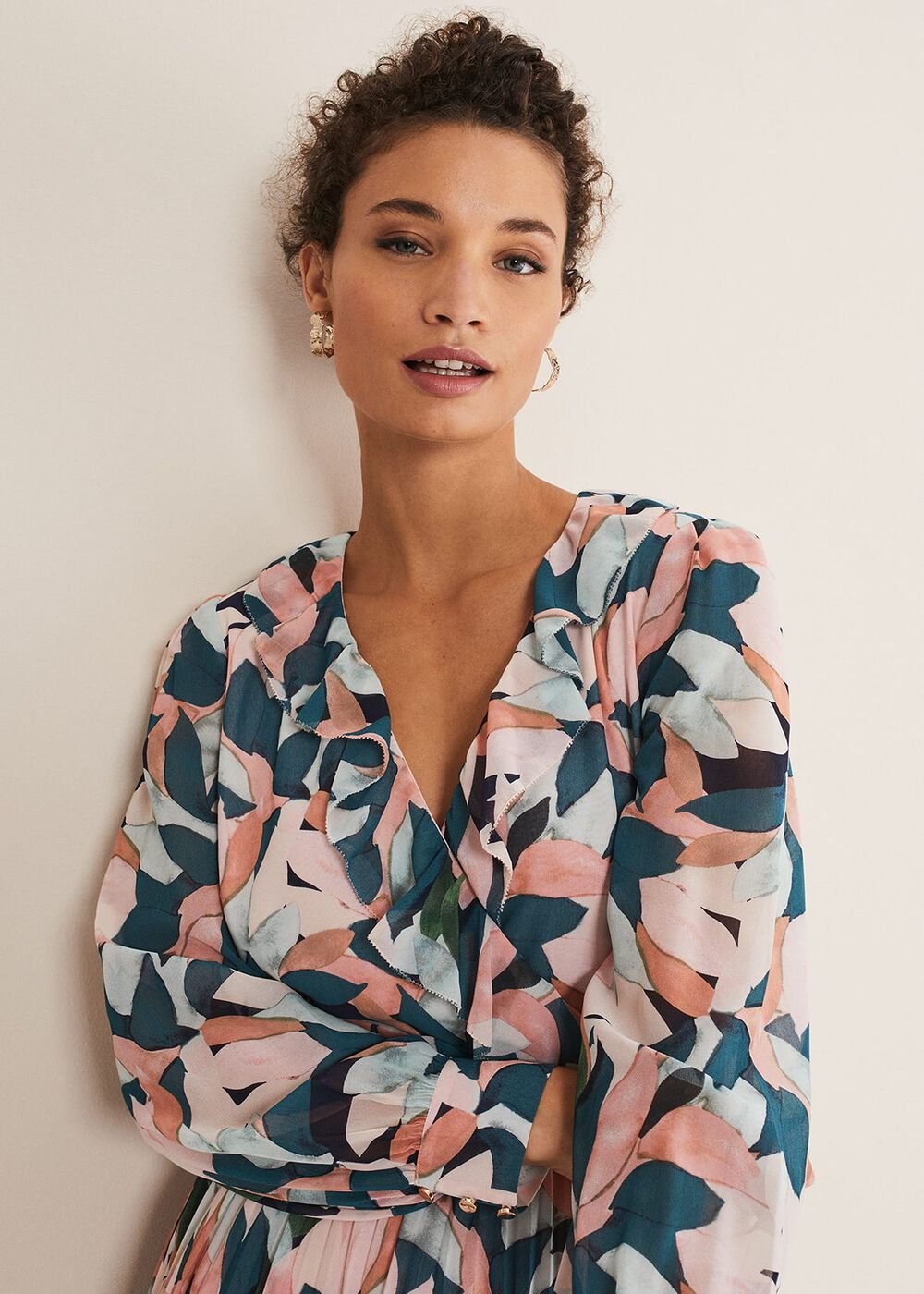 Pastel Floral Print Maxi Wrap Dress Multi-Coloured