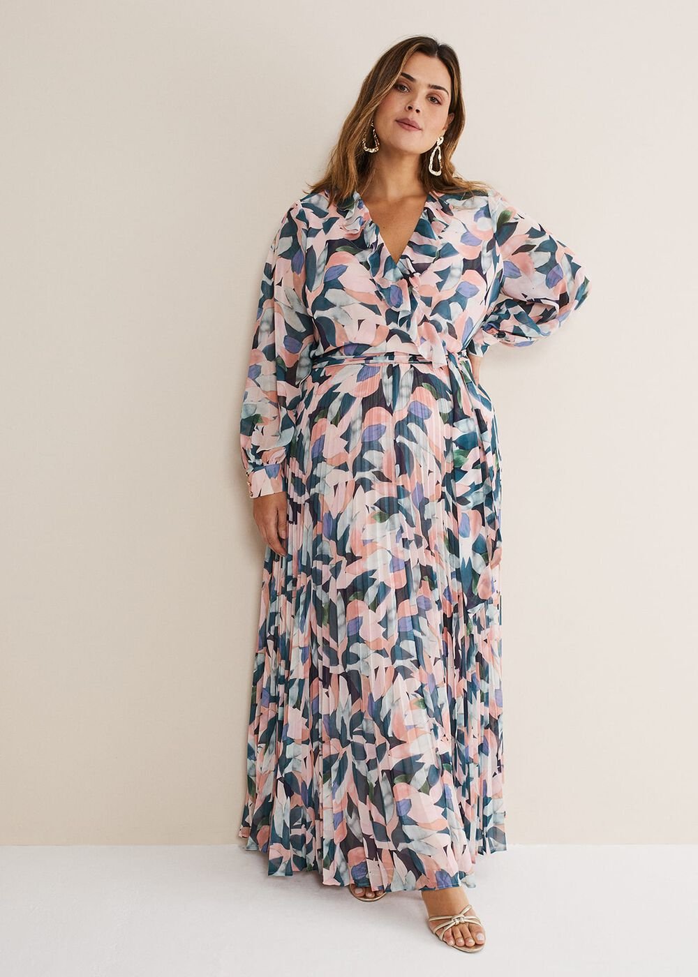 Pastel Floral Print Maxi Wrap Dress Multi-Coloured