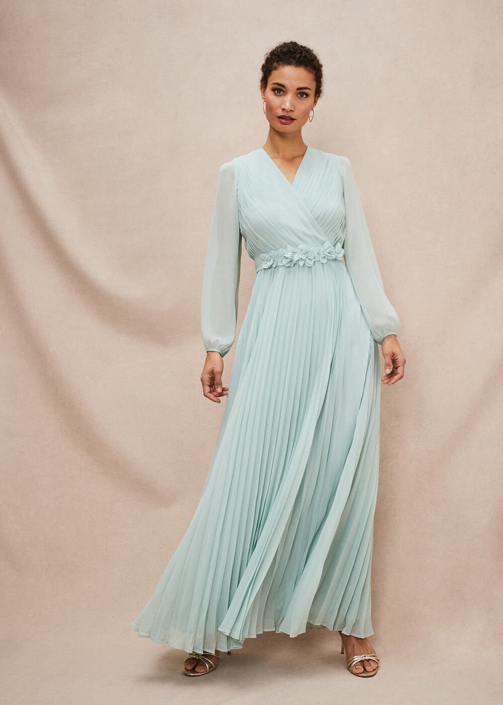 Alecia Pleated Maxi Dress Peppermint
