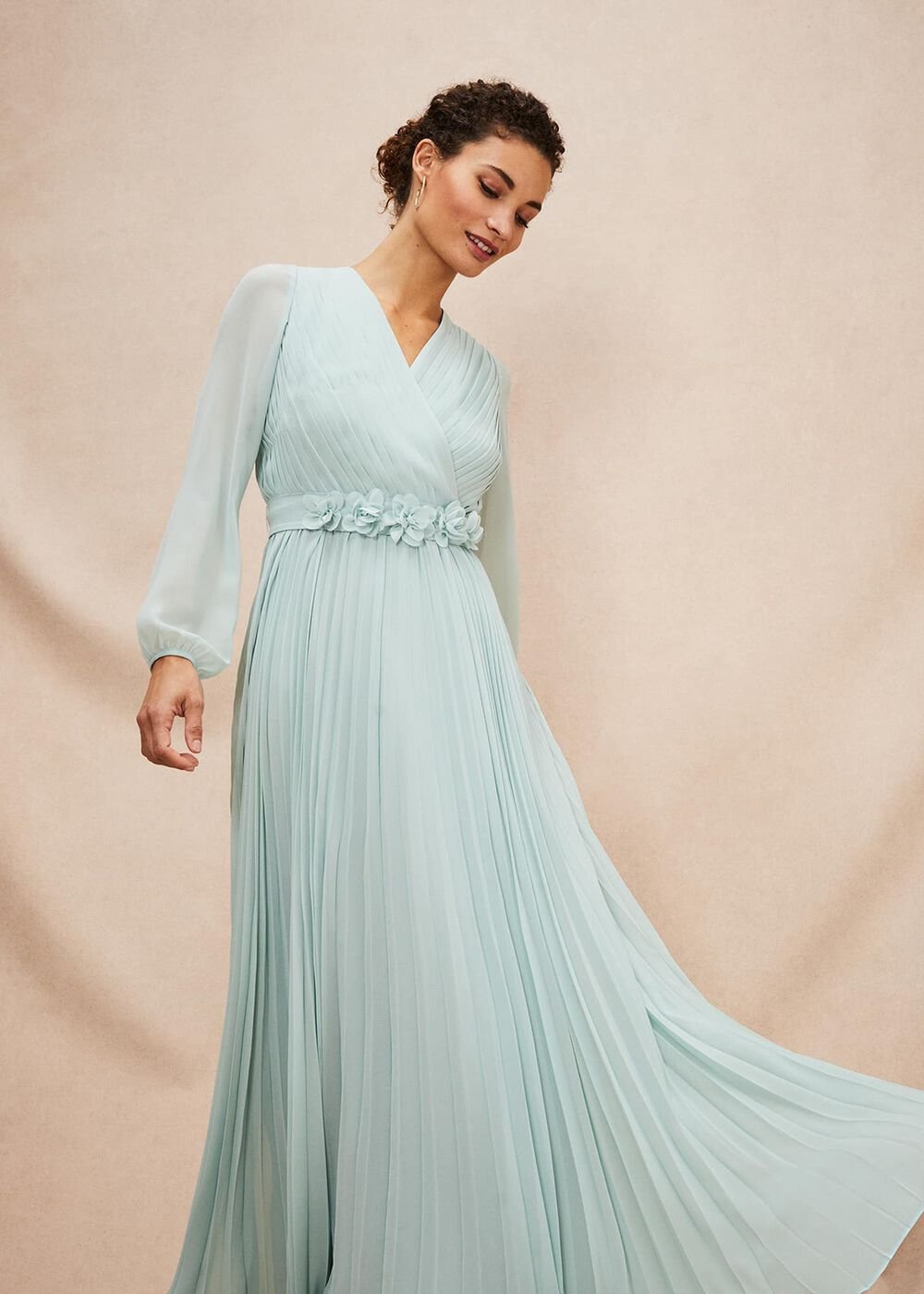 Alecia Pleated Maxi Dress Peppermint