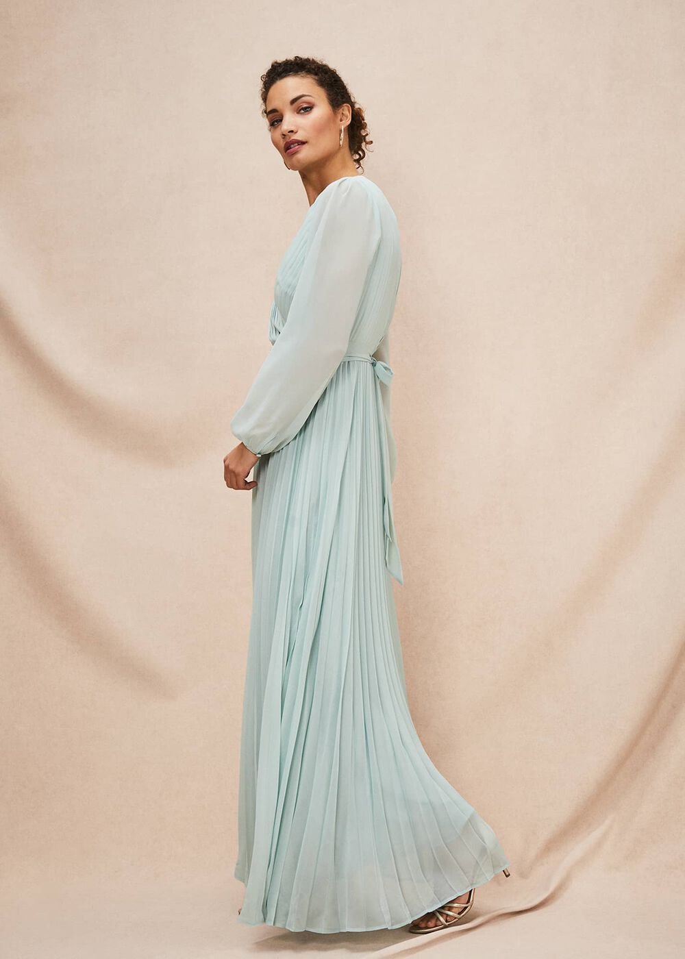 Alecia Pleated Maxi Dress Peppermint
