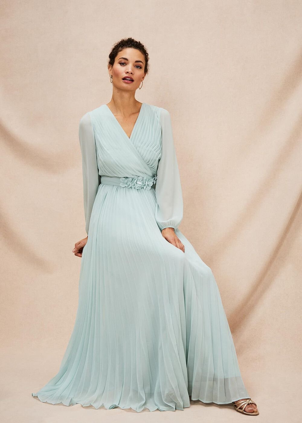 Alecia Pleated Maxi Dress Peppermint