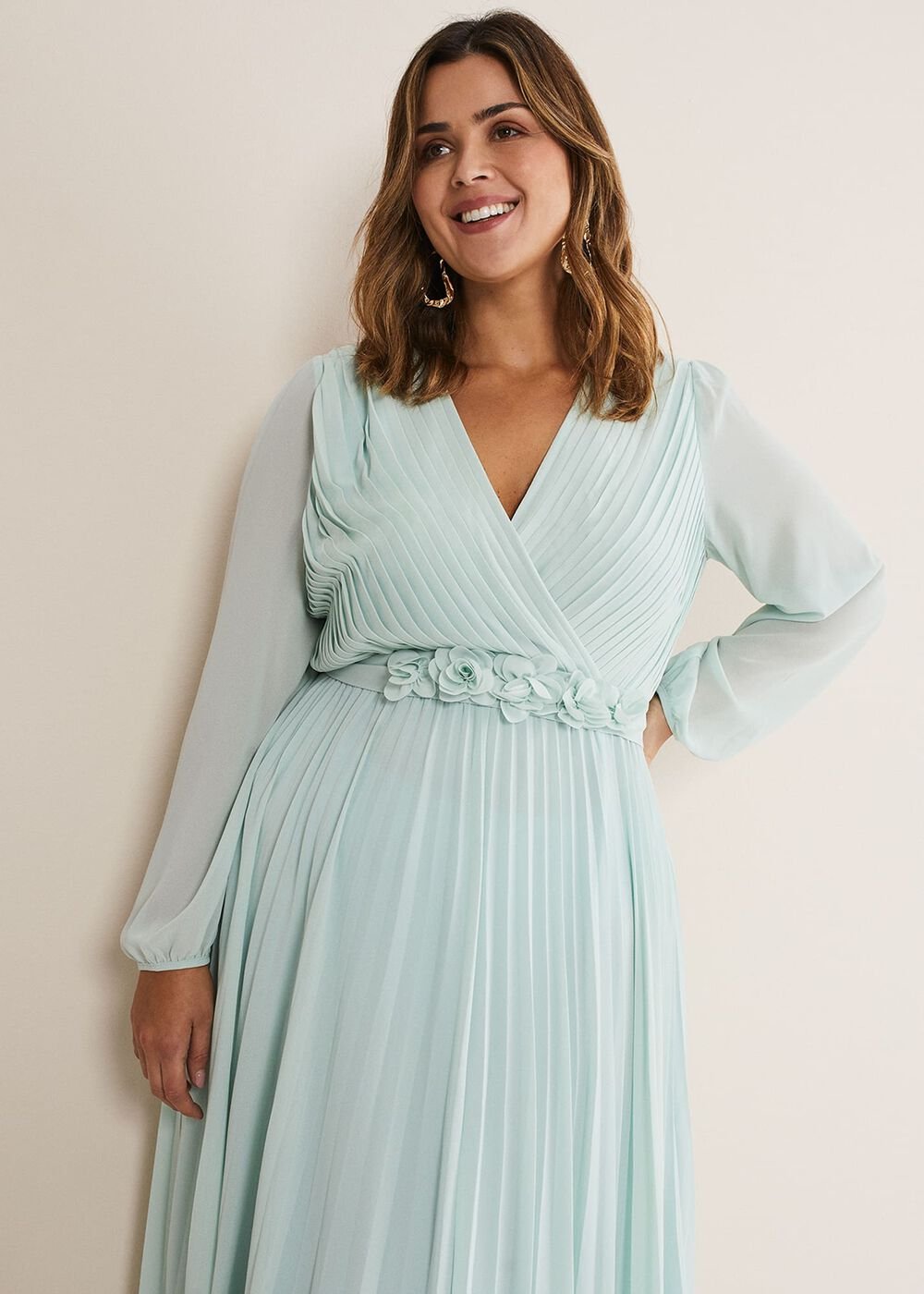 Alecia Pleated Maxi Dress Peppermint