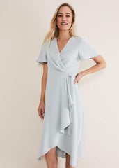Julissa Ruffle Wrap Midi Dress Eau De Nil
