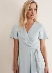 Julissa Ruffle Wrap Midi Dress Eau De Nil