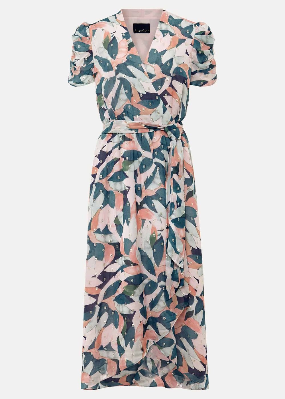 Pastel Floral Print Midaxi Wrap Dress Multi-Coloured