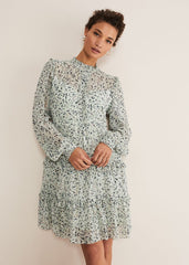 Harlow Floral Tiered Mini Dress Eau De Nil/Multi