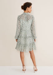Harlow Floral Tiered Mini Dress Eau De Nil/Multi
