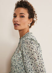 Harlow Floral Tiered Mini Dress Eau De Nil/Multi