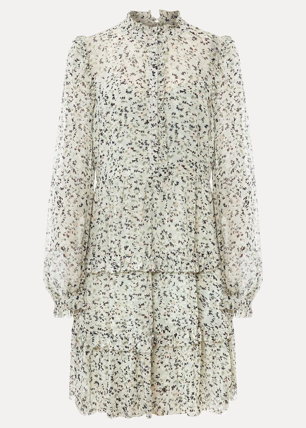 Harlow Floral Tiered Mini Dress Eau De Nil/Multi