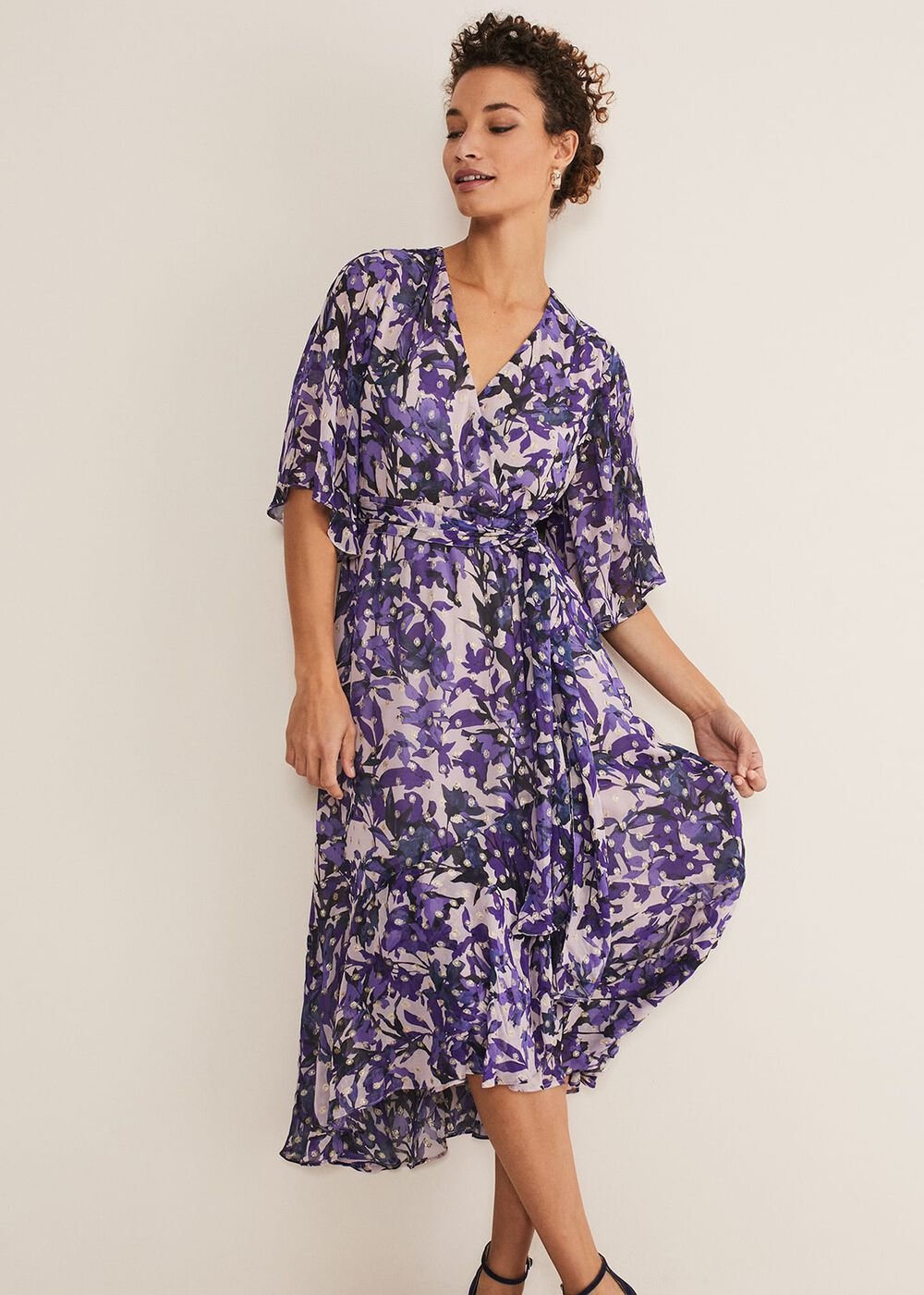 Juliette Floral Wrap Midaxi Dress Latte/Multi