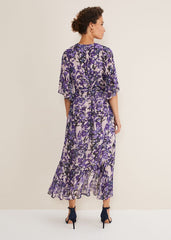 Juliette Floral Wrap Midaxi Dress Latte/Multi