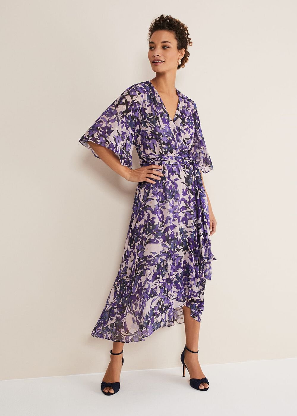 Juliette Floral Wrap Midaxi Dress Latte/Multi