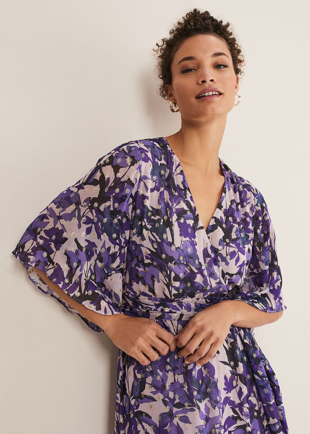 Juliette Floral Wrap Midaxi Dress Latte/Multi