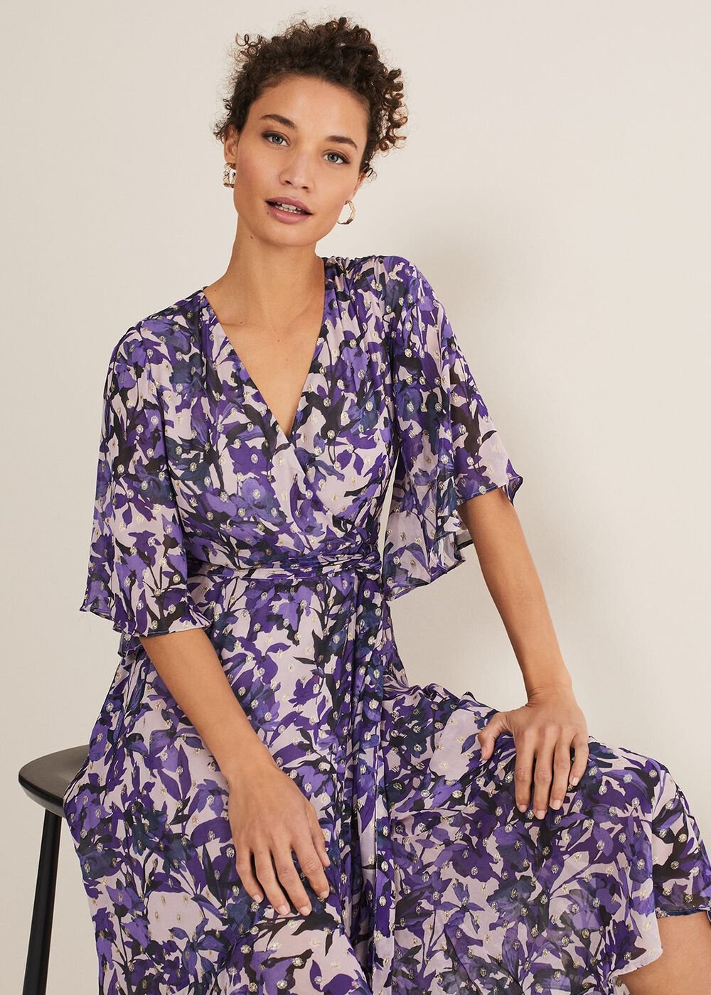 Juliette Floral Wrap Midaxi Dress Latte/Multi
