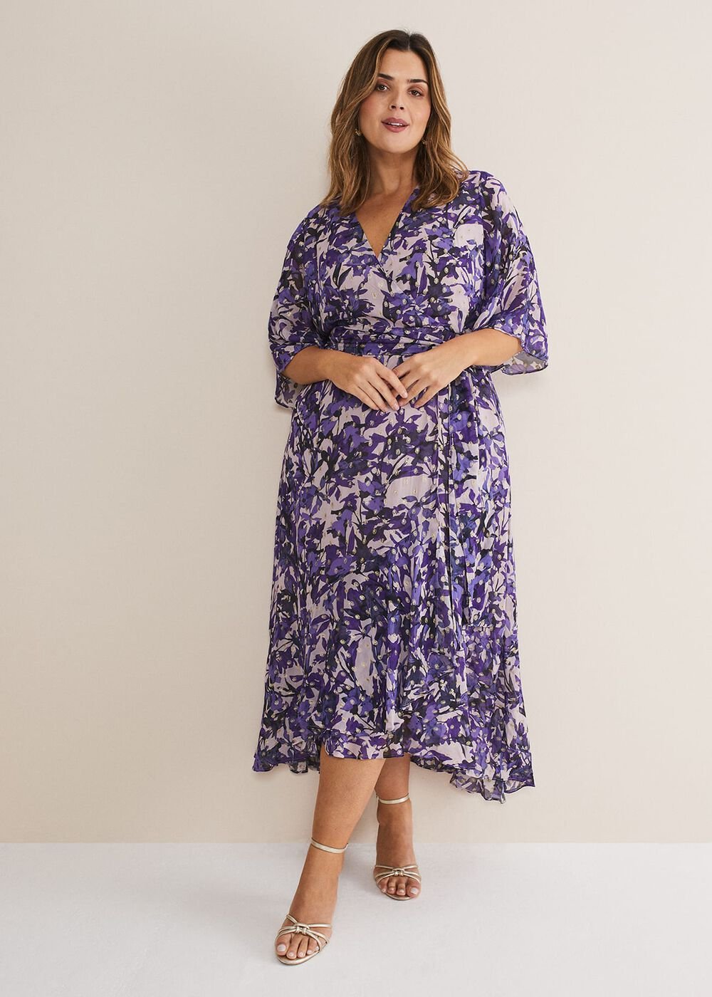 Juliette Floral Wrap Midaxi Dress Latte/Multi