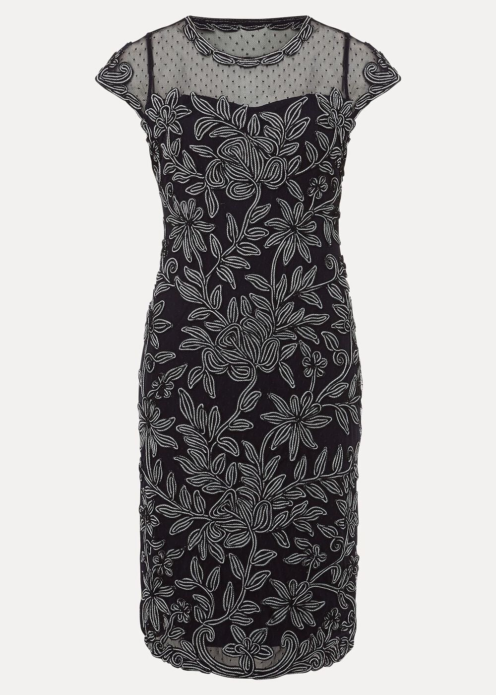 Petite Zila Tapework Dress Navy/Ivory