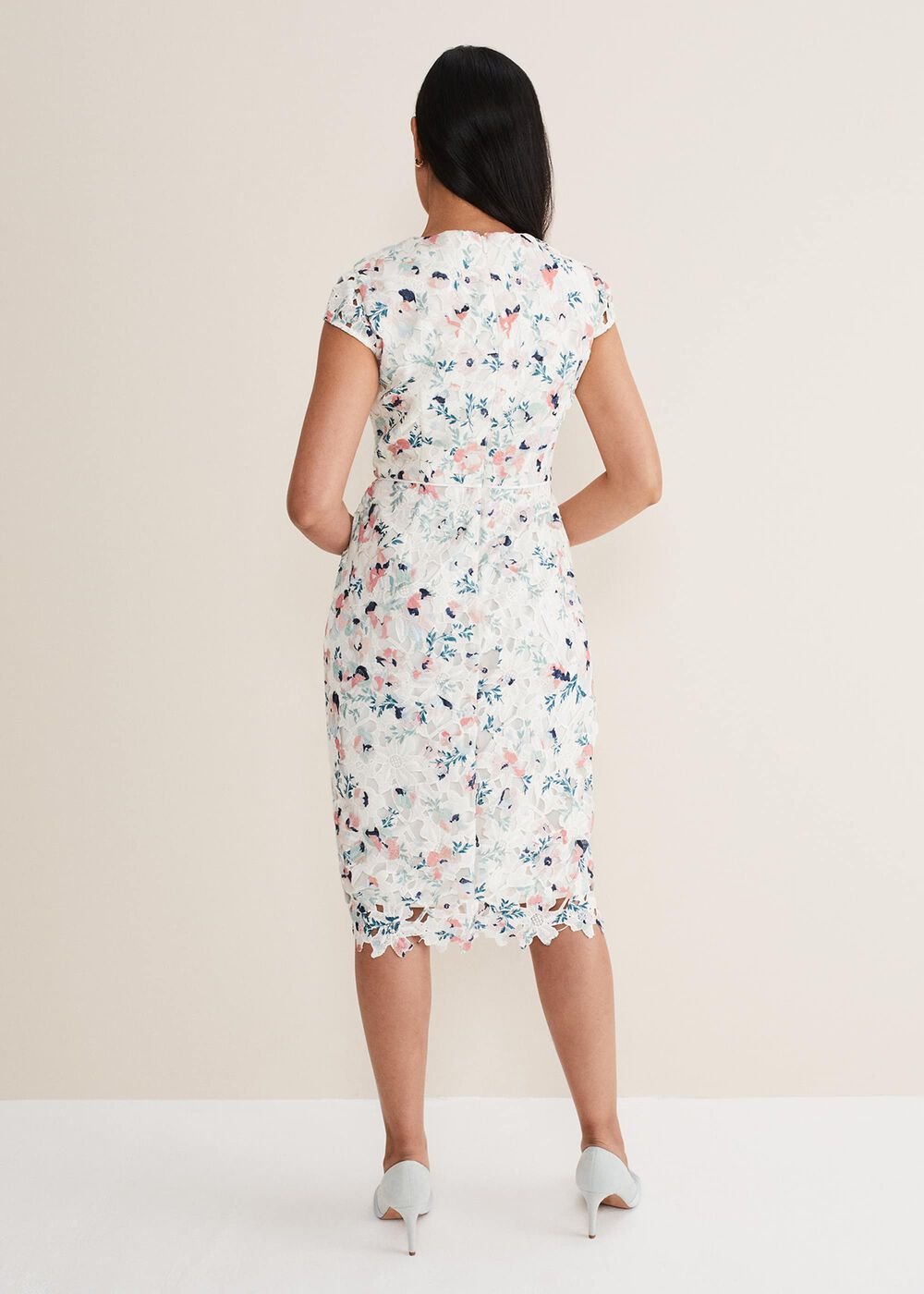 Petite Franky Floral Lace Dress Ivory/Multi