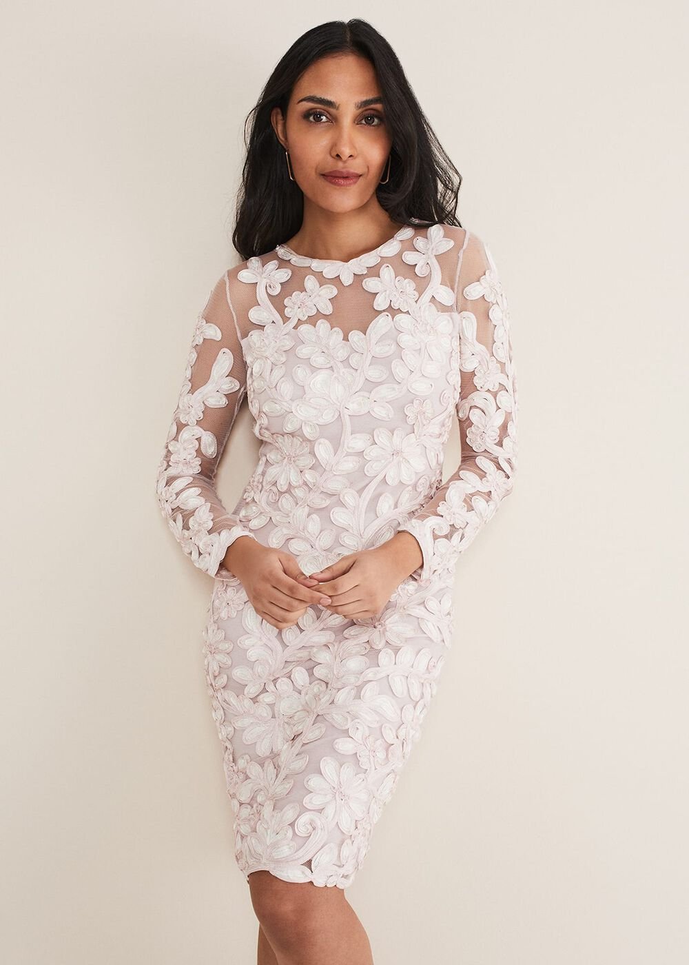 Petite Annika Tapework Dress Antique Rose/Ivory