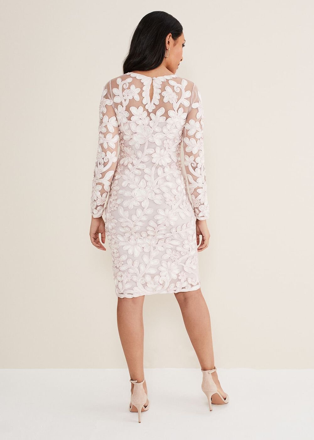 Petite Annika Tapework Dress Antique Rose/Ivory