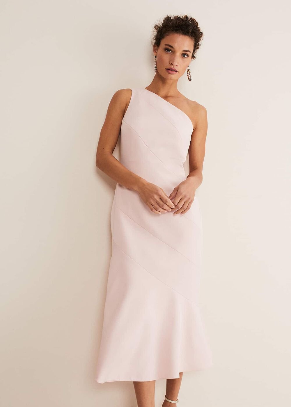 Valencia One Shoulder Midaxi Dress Petal Pink
