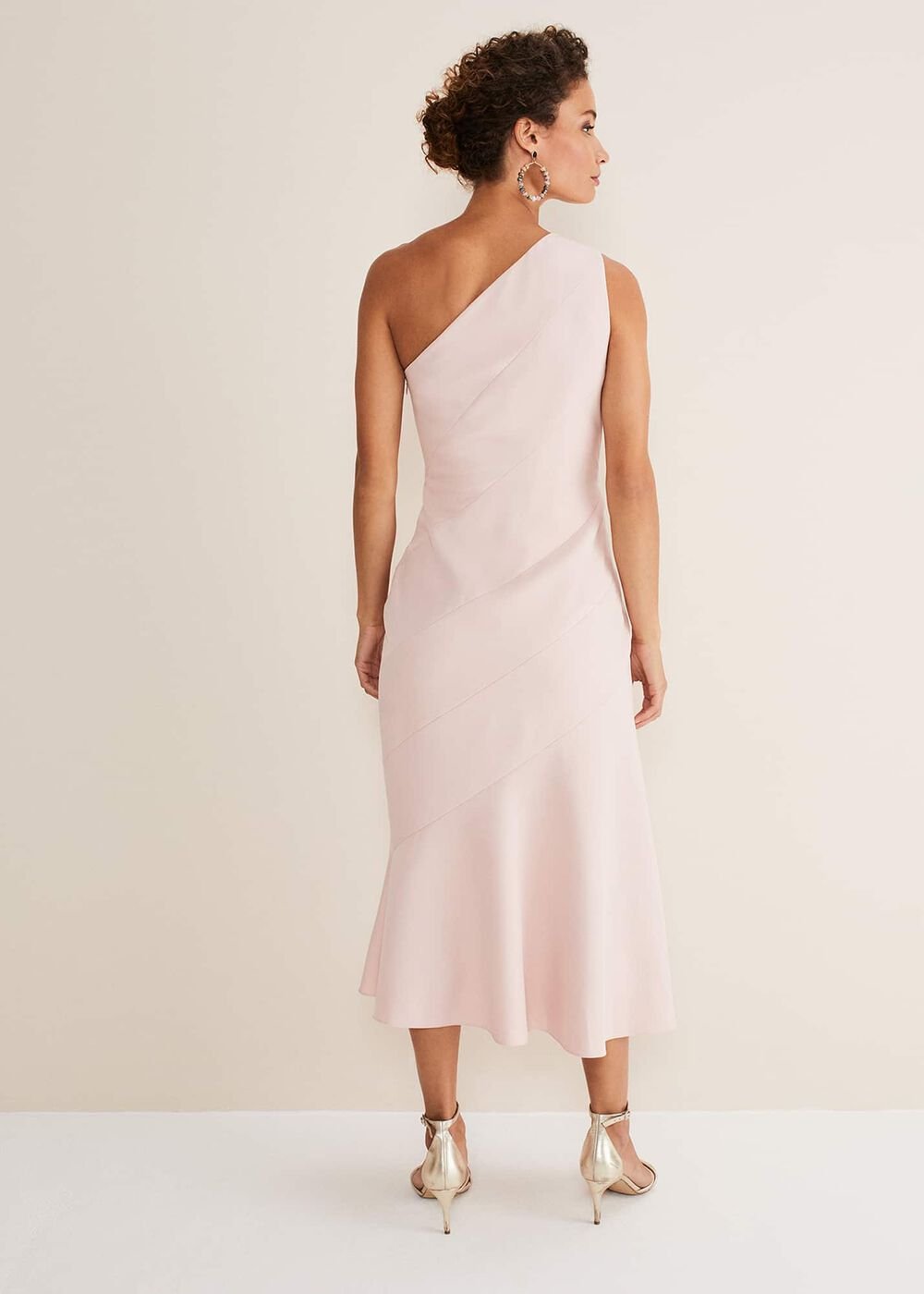 Valencia One Shoulder Midaxi Dress Petal Pink