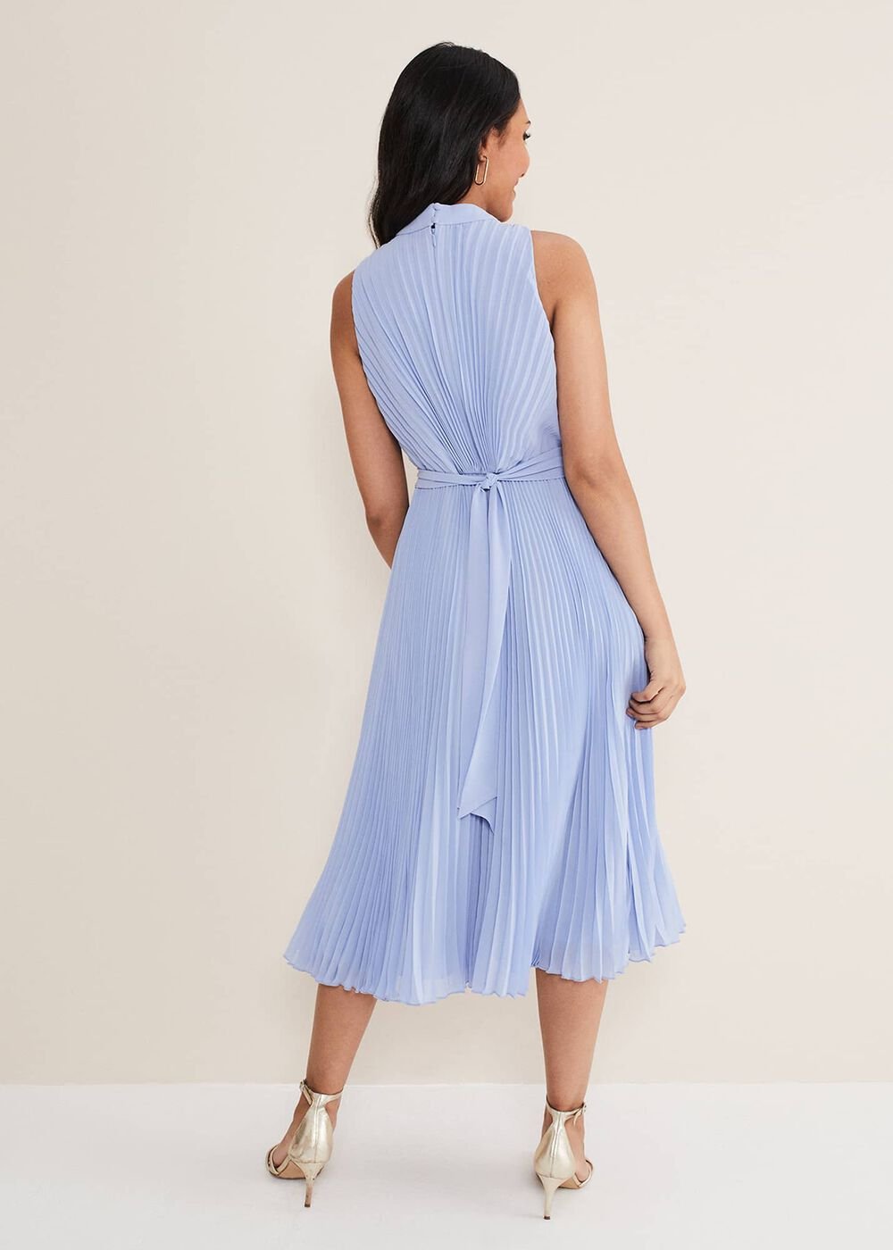 Petite Simara Pleated Midi Dress Cornflower