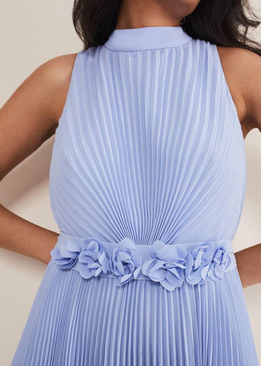 Petite Simara Pleated Midi Dress Cornflower