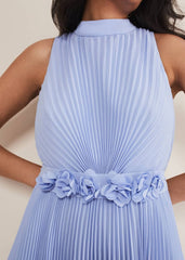 Petite Simara Pleated Midi Dress Cornflower