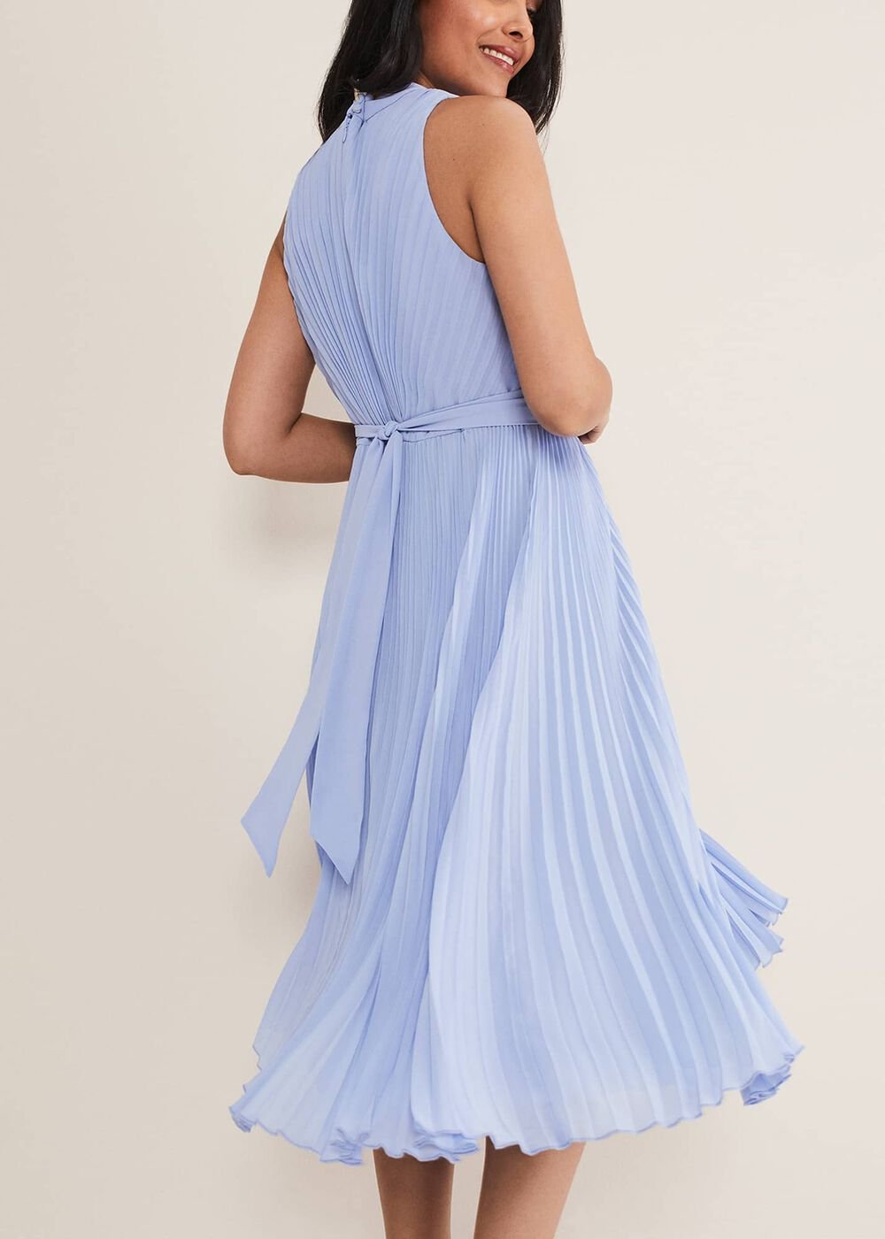 Petite Simara Pleated Midi Dress Cornflower