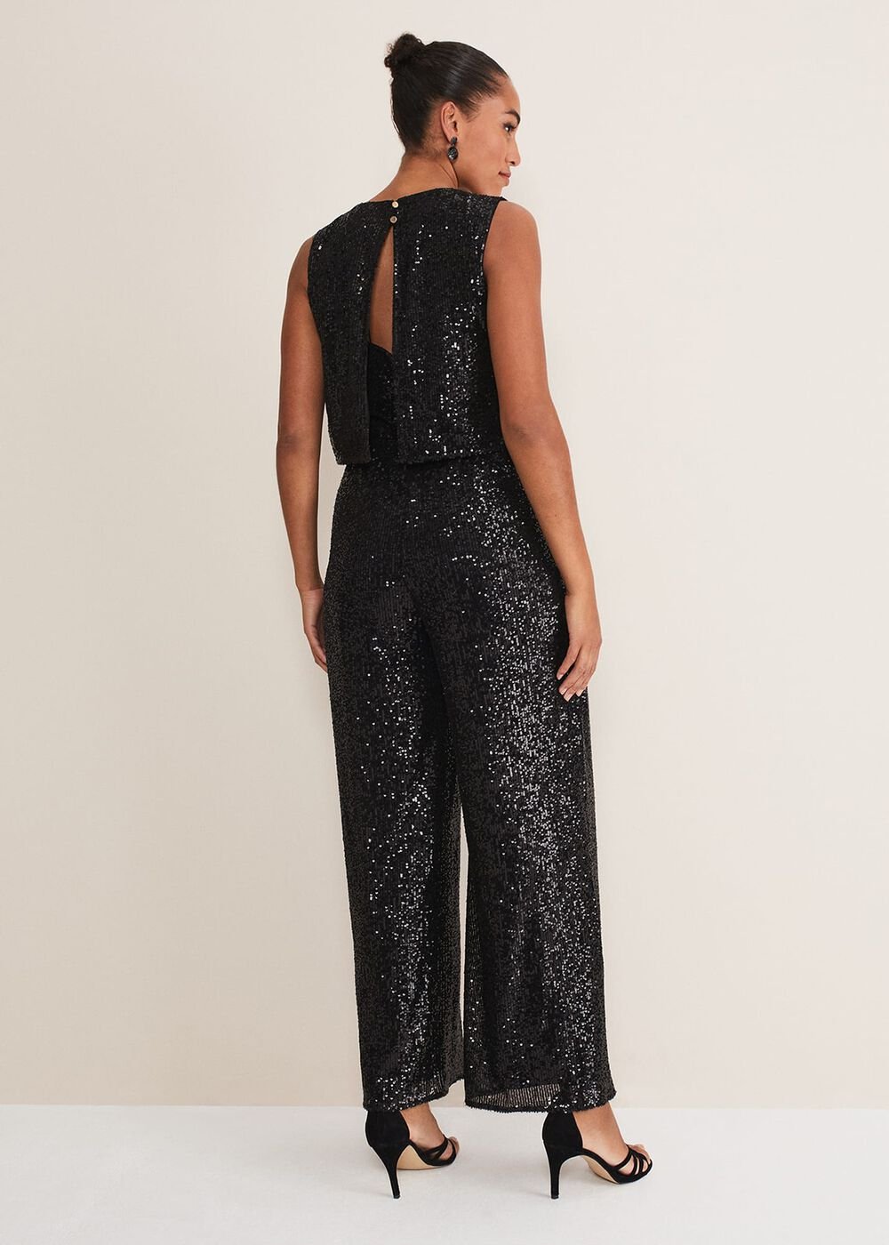 Aubrey Striped Wide Leg Jumpsuit Black