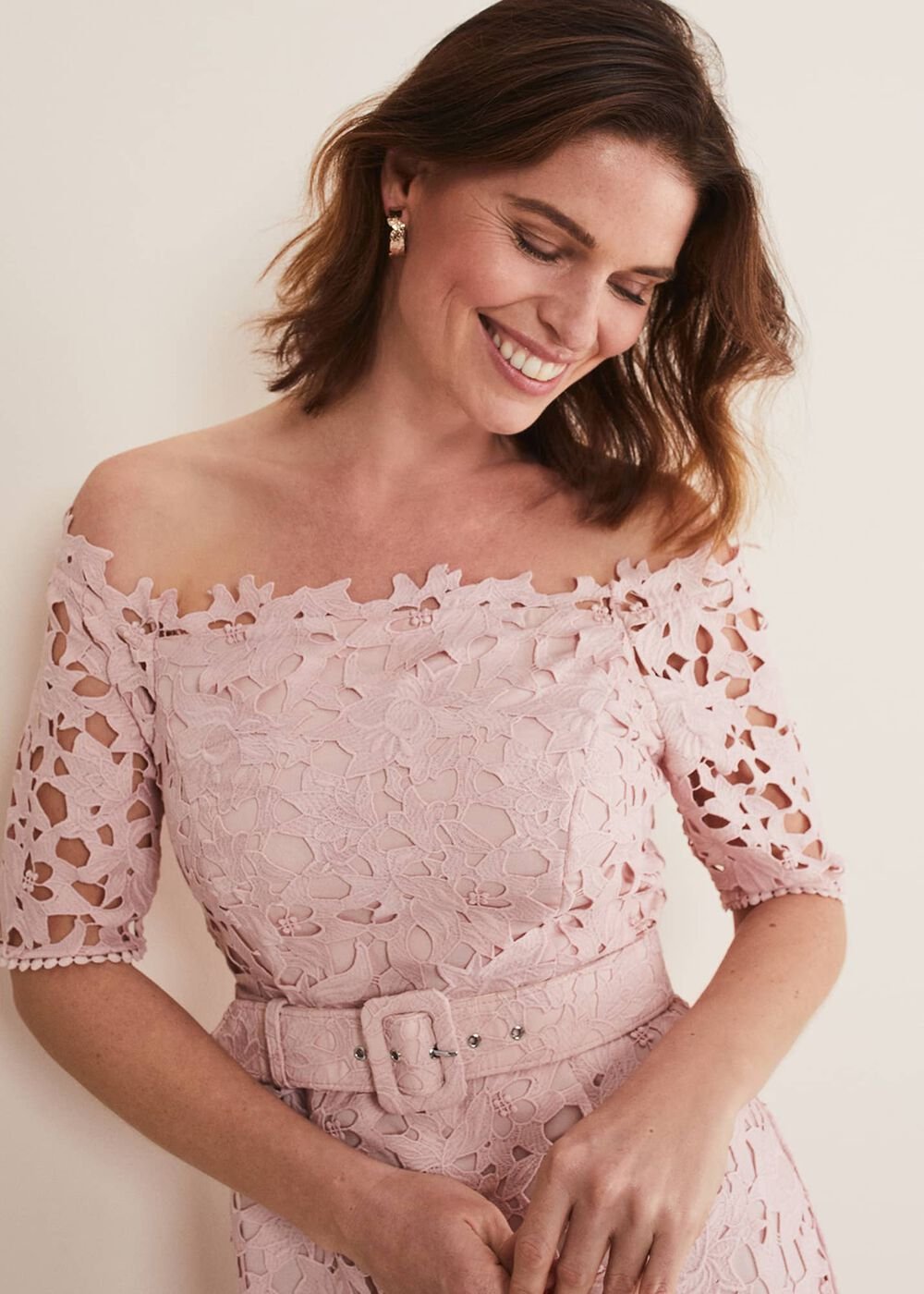 Tallulla Lace Bardot Maxi Dress Petal Pink