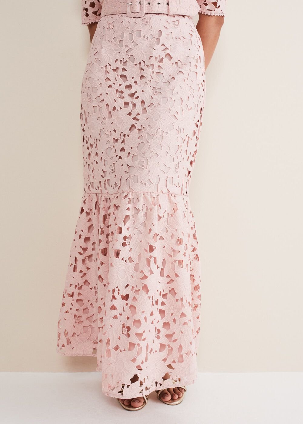 Petite Tallula Lace Bardot Maxi Dress Petal Pink