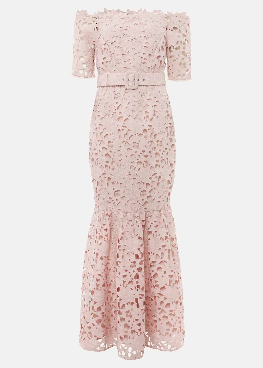 Petite Tallula Lace Bardot Maxi Dress Petal Pink