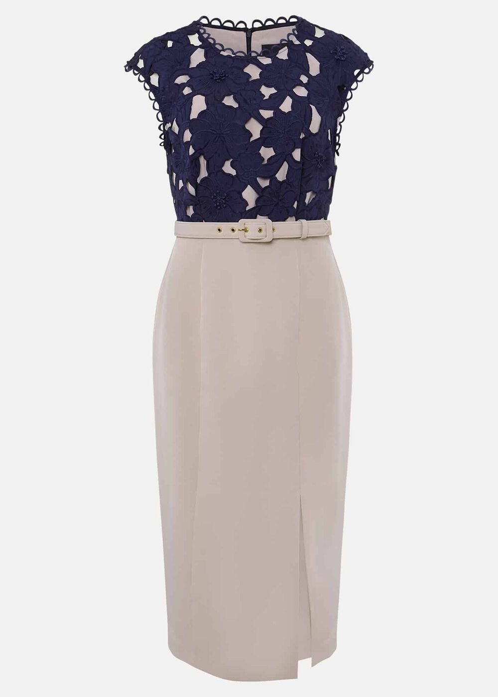 Zita Lace Sleeveless Dress Latte/Navy