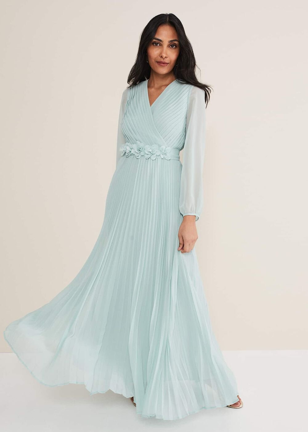 Petite Alecia Pleated Maxi Dress Peppermint