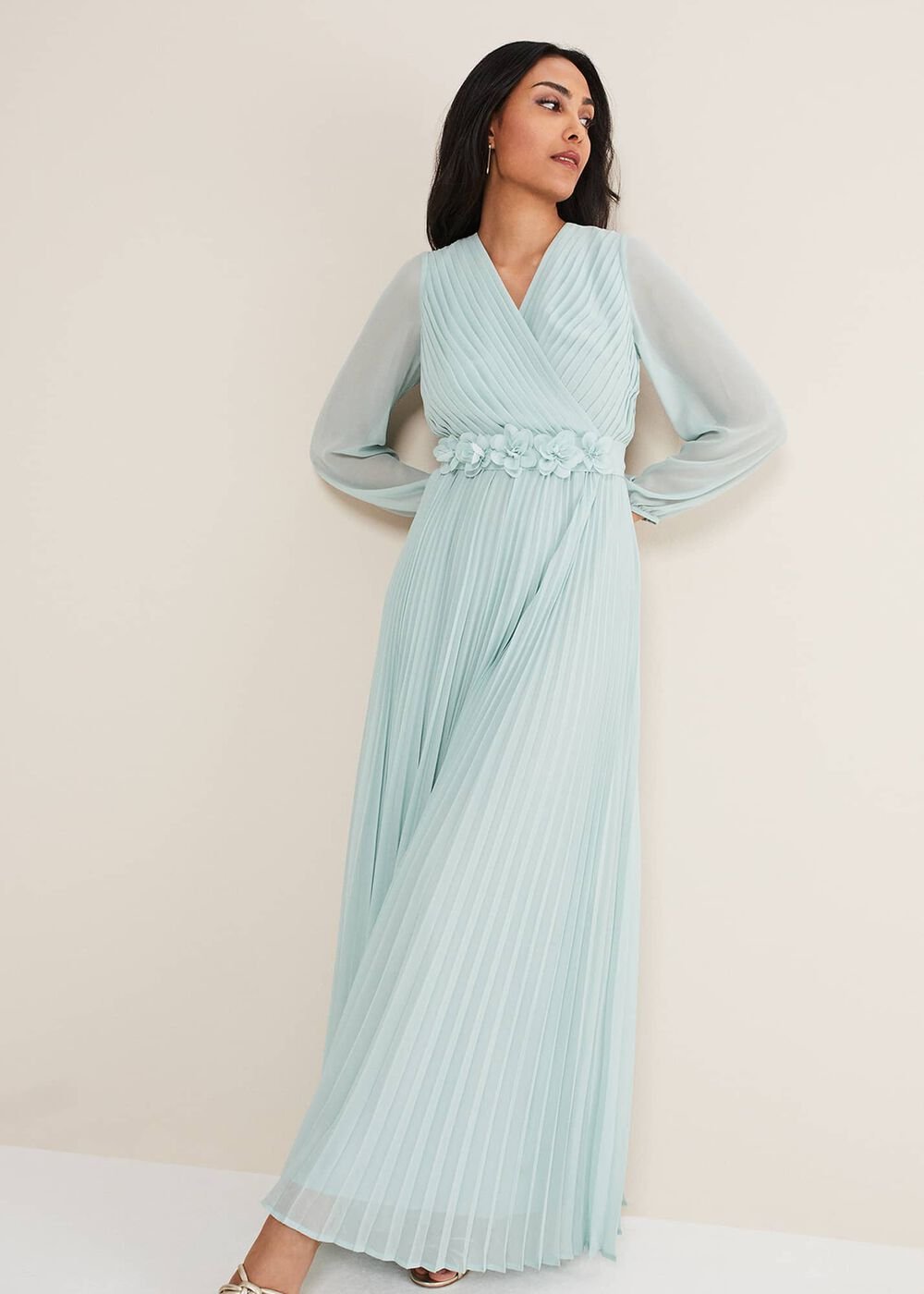 Petite Alecia Pleated Maxi Dress Peppermint