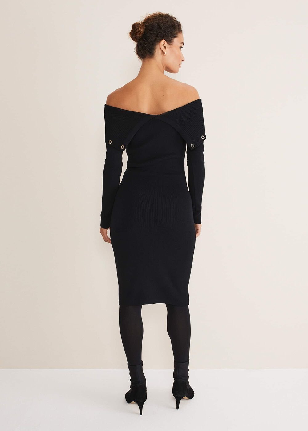Mirelle Bodycon Bardot Midi Dress Midnight