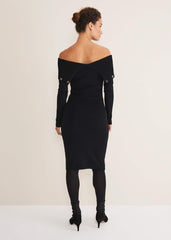 Mirelle Bodycon Bardot Midi Dress Midnight