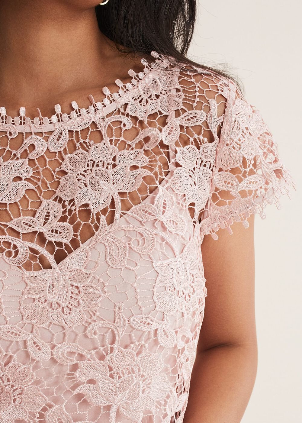 Petite Michelle Lace Pleated Maxi Dress Antique Rose