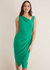 Emmie Asymmetric Hem Dress Bright Green