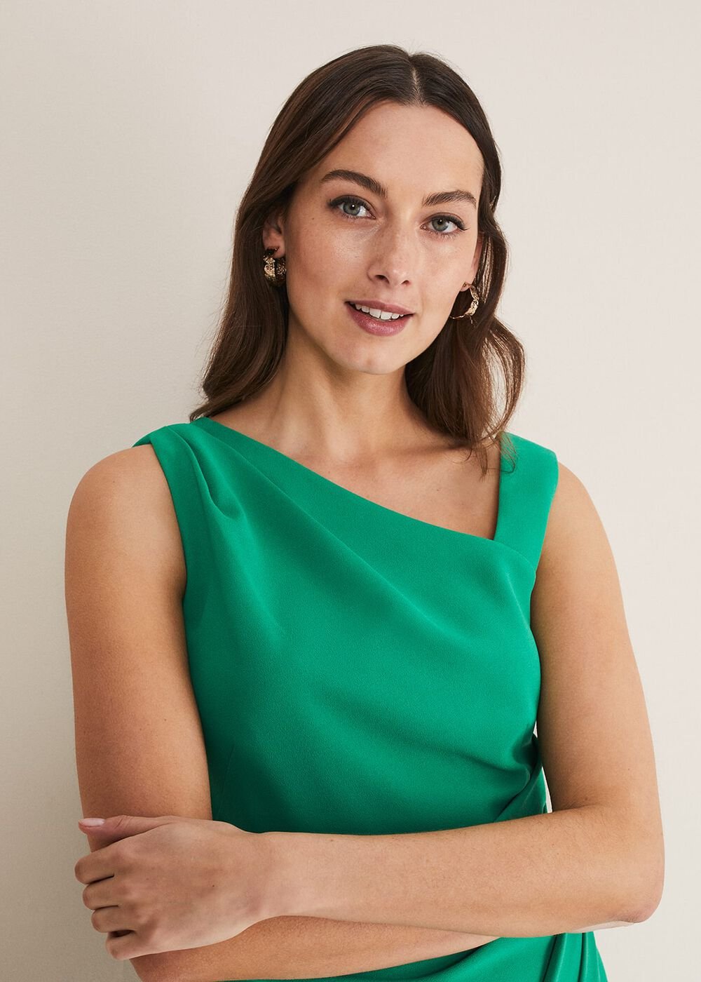 Emmie Asymmetric Hem Dress Bright Green
