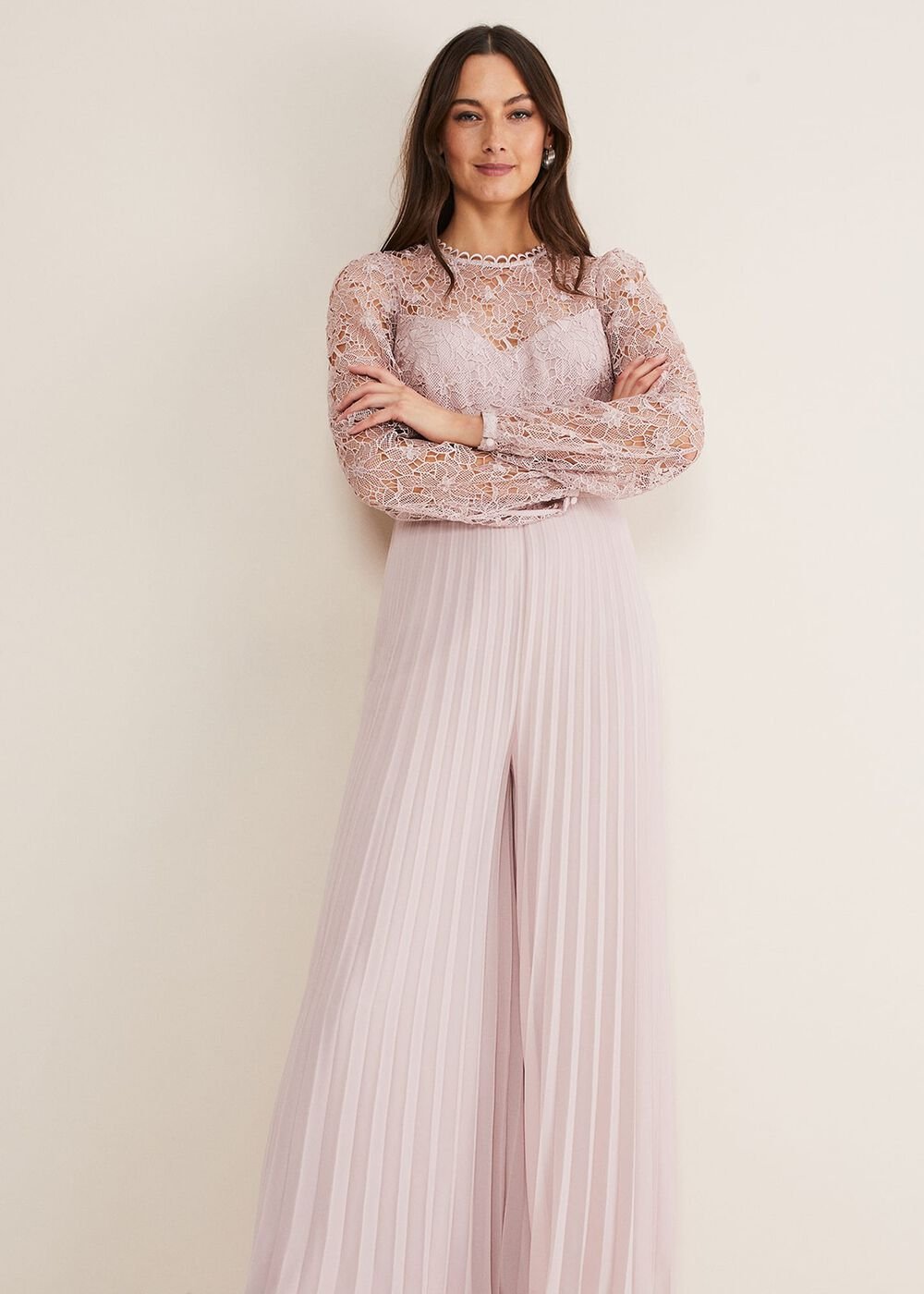 Isla Lace Wide Leg Jumpsuit Antique Rose