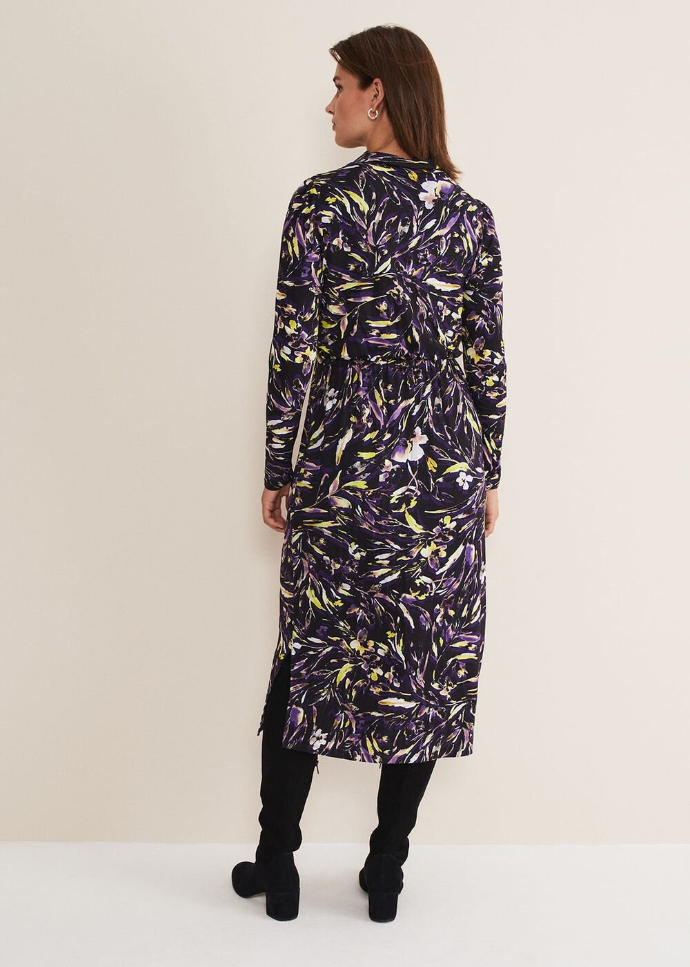 Zenobia Printed Jersey Dress Blue/Chocolate